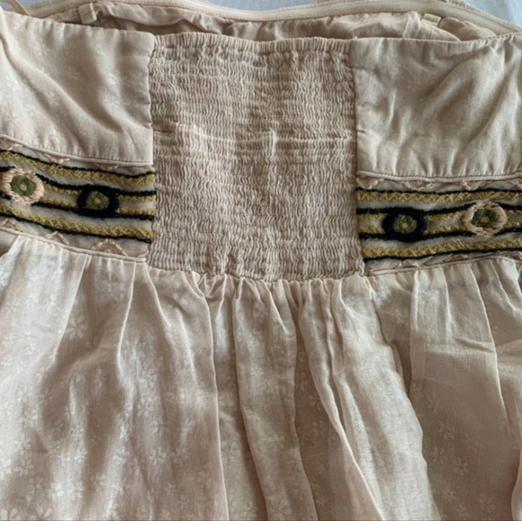 Free People Boho Emboridered Strapless Dress Size 0 - Picture 4 of 9